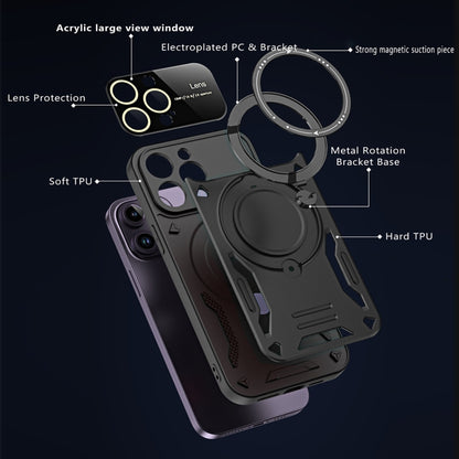 For iPhone 16 Pro Large Window MagSafe Holder Phone Case(Black) by buy2fix