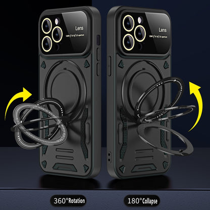 For iPhone 16 Pro Max Large Window MagSafe Holder Phone Case(Green) by buy2fix