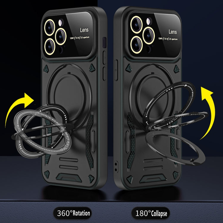 For iPhone 16 Pro Large Window MagSafe Holder Phone Case(Purple) by buy2fix