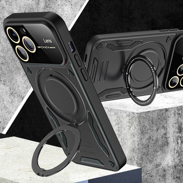 For iPhone 16 Pro Large Window MagSafe Holder Phone Case(Green) by buy2fix