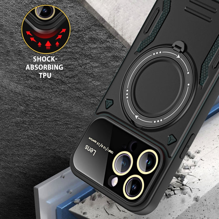 For iPhone 16 Pro Max Large Window MagSafe Holder Phone Case(Blue) by buy2fix