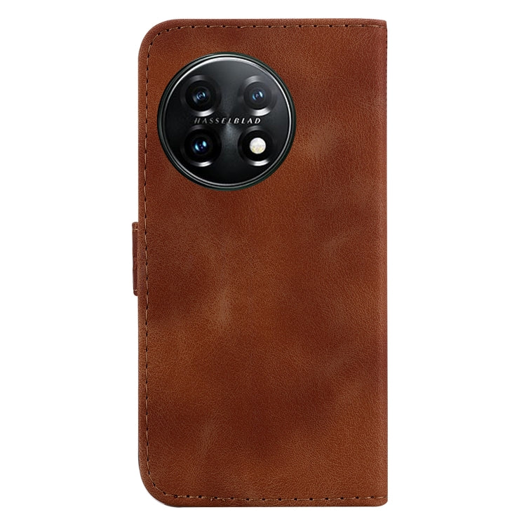 For OnePlus 11 Seven-shaped Embossed Leather Phone Case(Brown) - OnePlus Cases by buy2fix | Online Shopping UK | buy2fix