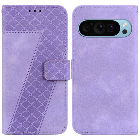 For Google Pixel 9 Pro Seven-shaped Embossed Leather Phone Case(Purple) by buy2fix