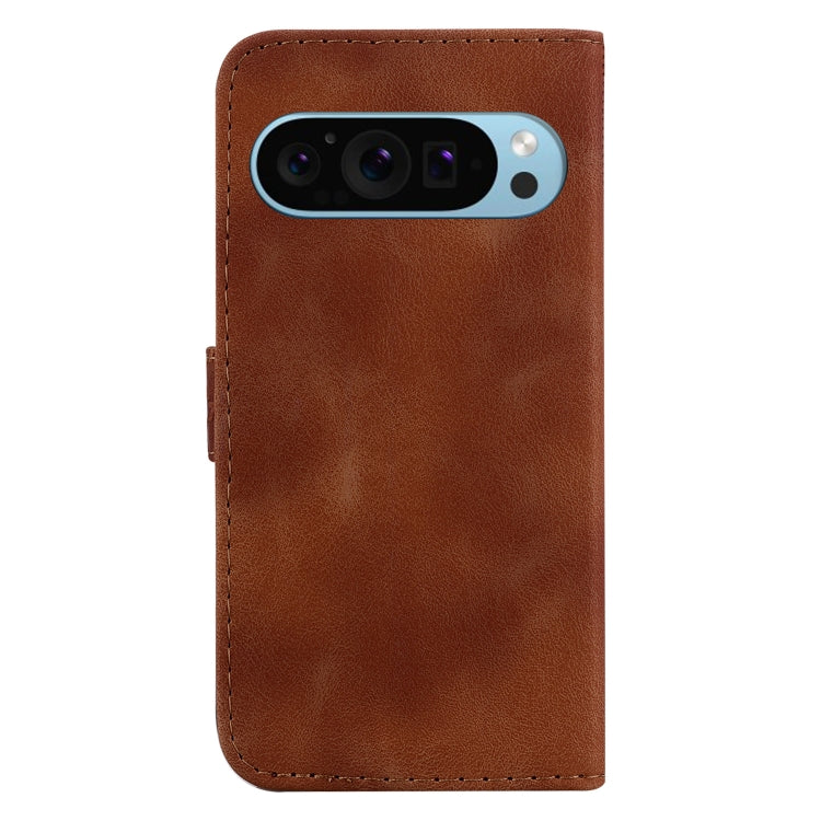 For Google Pixel 9 Pro Seven-shaped Embossed Leather Phone Case(Brown) by buy2fix