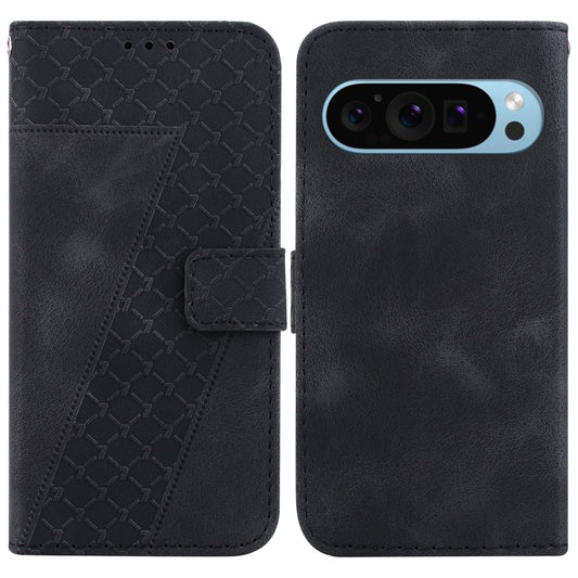 For Google Pixel 9 Pro Seven-shaped Embossed Leather Phone Case(Black) by buy2fix