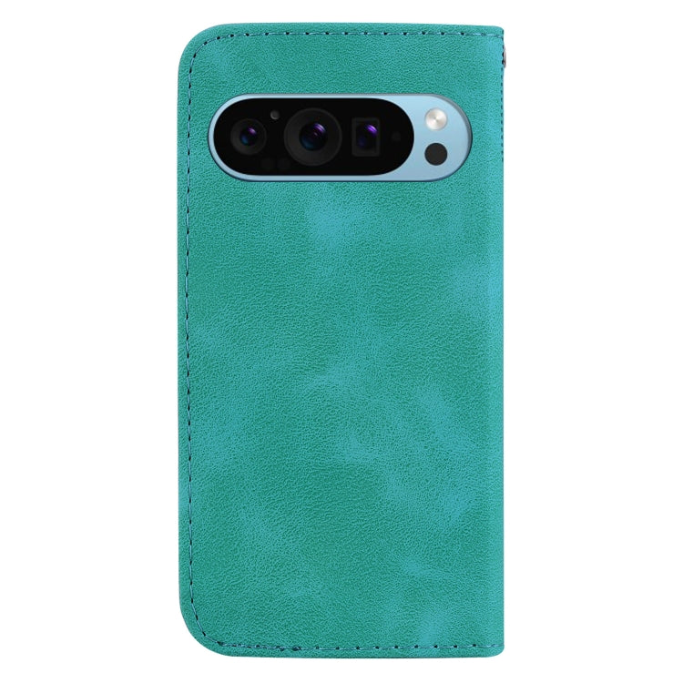 For Google Pixel 9 Seven-shaped Embossed Leather Phone Case(Green) by buy2fix