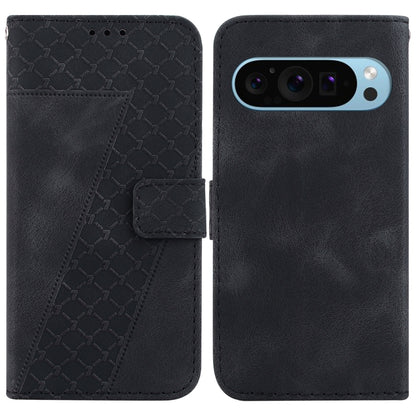 For Google Pixel 9 Seven-shaped Embossed Leather Phone Case(Black) by buy2fix