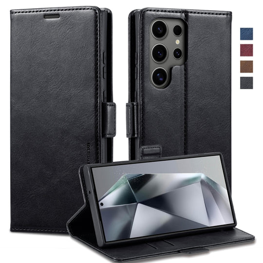 For Samsung Galaxy S24 Ultra LC.IMEEKE RFID Anti-theft Leather Phone Case(Black)