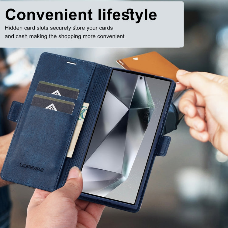 For Samsung Galaxy S24 Ultra LC.IMEEKE RFID Anti-theft Leather Phone Case(Blue) - Galaxy S24 Ultra 5G Cases by LC.IMEEKE | Online Shopping UK | buy2fix