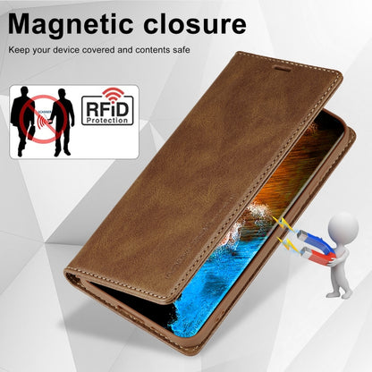 For Samsung Galaxy S24 LC.IMEEKE RFID Anti-theft Leather Phone Case(Brown) - Galaxy S24 5G Cases by LC.IMEEKE | Online Shopping UK | buy2fix