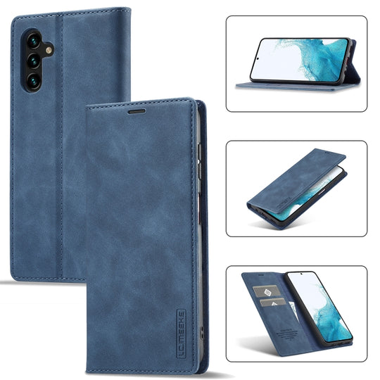 For Samsung Galaxy S23 FE 5G LC.IMEEKE Strong Magnetism Microfiber Leather Phone Case(Blue)