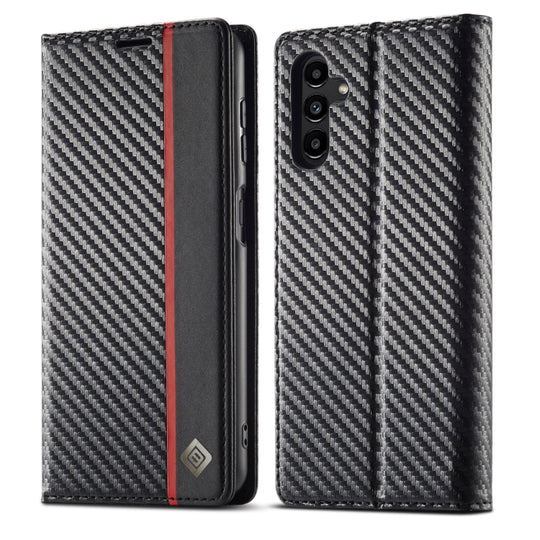 For Samsung Galaxy A55 5G LC.IMEEKE Carbon Fiber Leather Phone Case(Vertical Black)