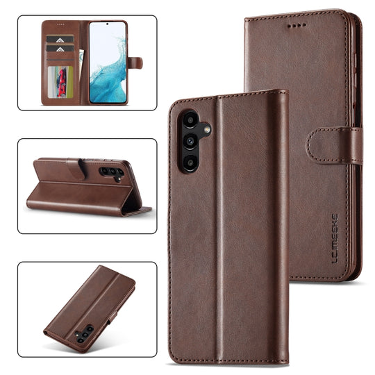 For Samsung Galaxy S23 FE 5G LC.IMEEKE Calf Texture Leather Phone Case(Coffee)
