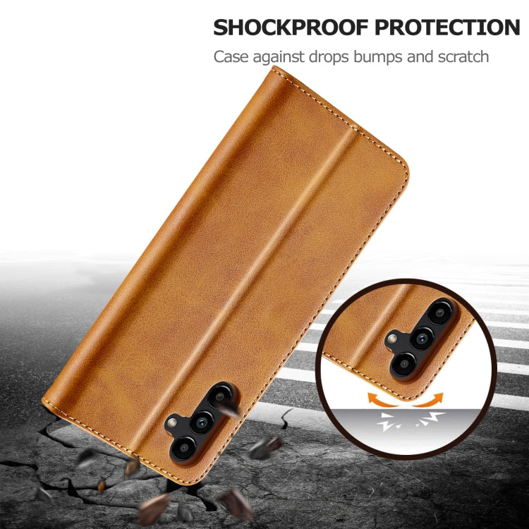 For Samsung Galaxy S23 FE 5G LC.IMEEKE Calf Texture Leather Phone Case(Brown) - Galaxy S23 FE 5G Cases by LC.IMEEKE | Online Shopping UK | buy2fix