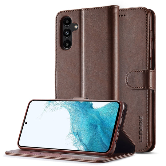 For Samsung Galaxy A05S LC.IMEEKE Calf Texture Leather Phone Case(Coffee)