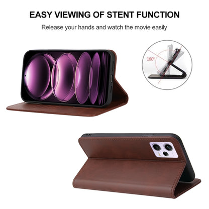 For Xiaomi Redmi Note 12 Pro 5G Global Magnetic Closure Leather Phone Case(Brown) - Xiaomi Cases by buy2fix | Online Shopping UK | buy2fix