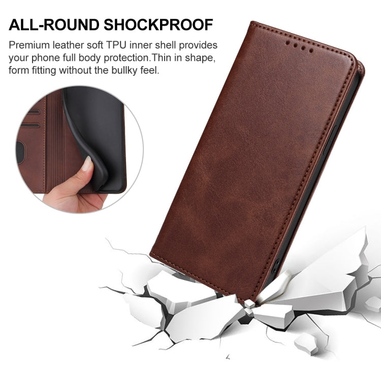 For Xiaomi 14 Magnetic Closure Leather Phone Case(Brown) - Xiaomi Cases by buy2fix | Online Shopping UK | buy2fix