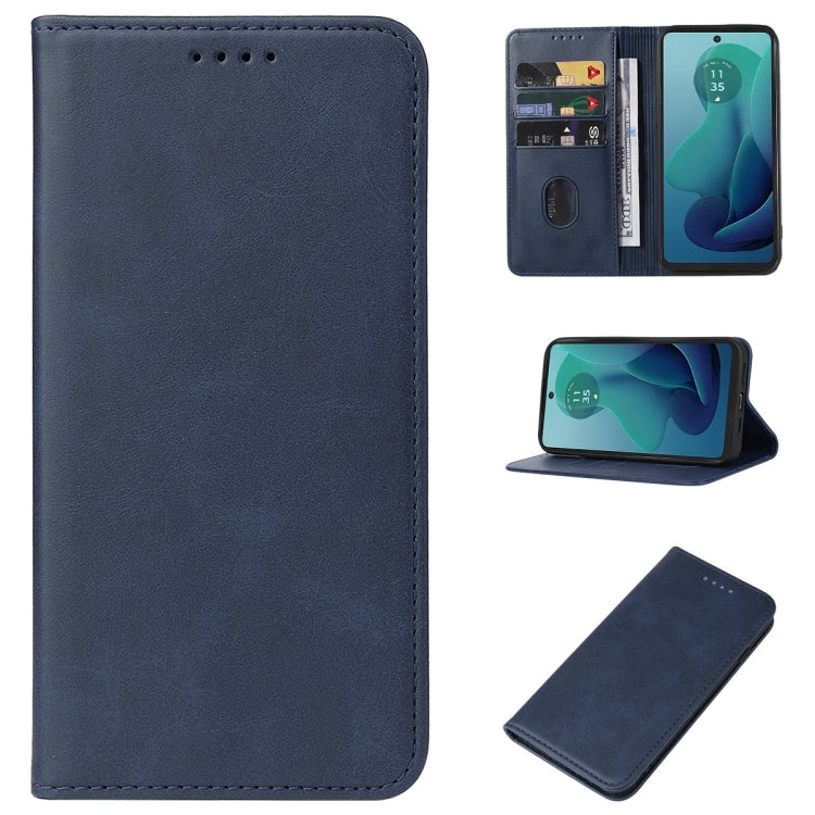 For Motorola Moto G 5G 2024 Magnetic Closure Leather Phone Case(Blue) by buy2fix