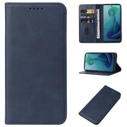 For Motorola Moto G 5G 2024 Magnetic Closure Leather Phone Case(Blue) by buy2fix