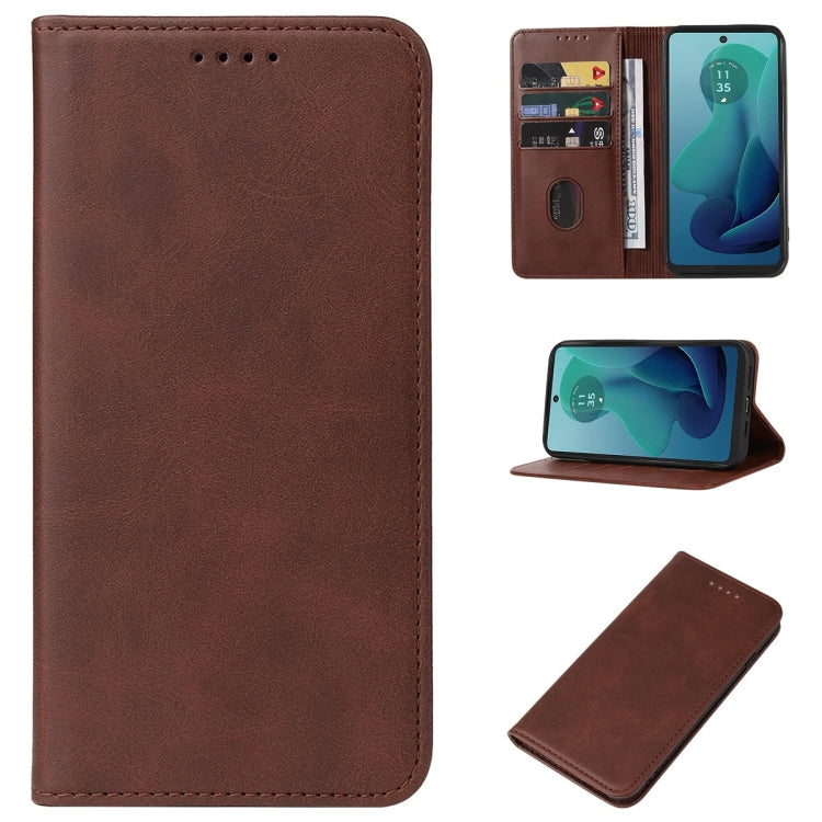 For Motorola Moto G 5G 2024 Magnetic Closure Leather Phone Case(Brown) by buy2fix