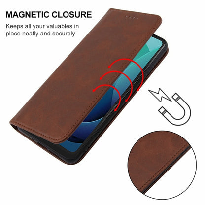 For Motorola Moto G 5G 2024 Magnetic Closure Leather Phone Case(Brown) by buy2fix