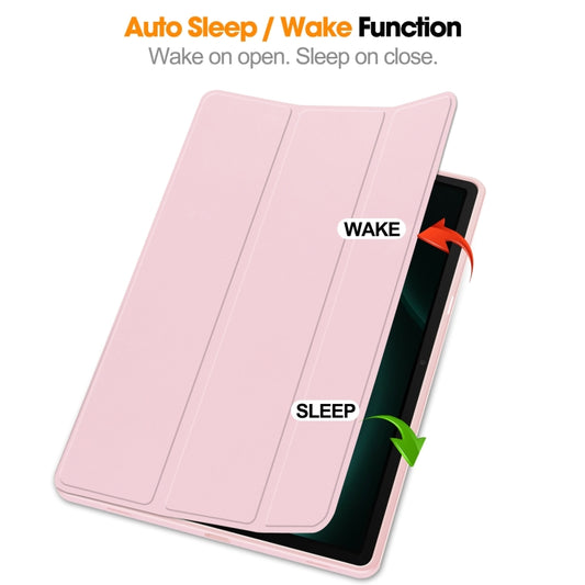 For Samsung Galaxy Tab S9 FE+ / S10+ 3-Fold Pure Color TPU Smart Leather Tablet Case with Pen Slot(Pink) - Galaxy Tab S9 FE+ by buy2fix | Online Shopping UK | buy2fix