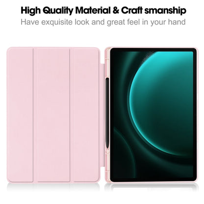 For Samsung Galaxy Tab S9 FE+ / S10+ 3-Fold Pure Color TPU Smart Leather Tablet Case with Pen Slot(Pink) - Galaxy Tab S9 FE+ by buy2fix | Online Shopping UK | buy2fix