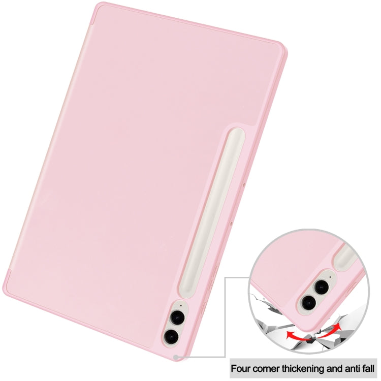 For Samsung Galaxy Tab S9 FE+ / S10+ 3-Fold Pure Color TPU Smart Leather Tablet Case with Pen Slot(Pink) - Galaxy Tab S9 FE+ by buy2fix | Online Shopping UK | buy2fix