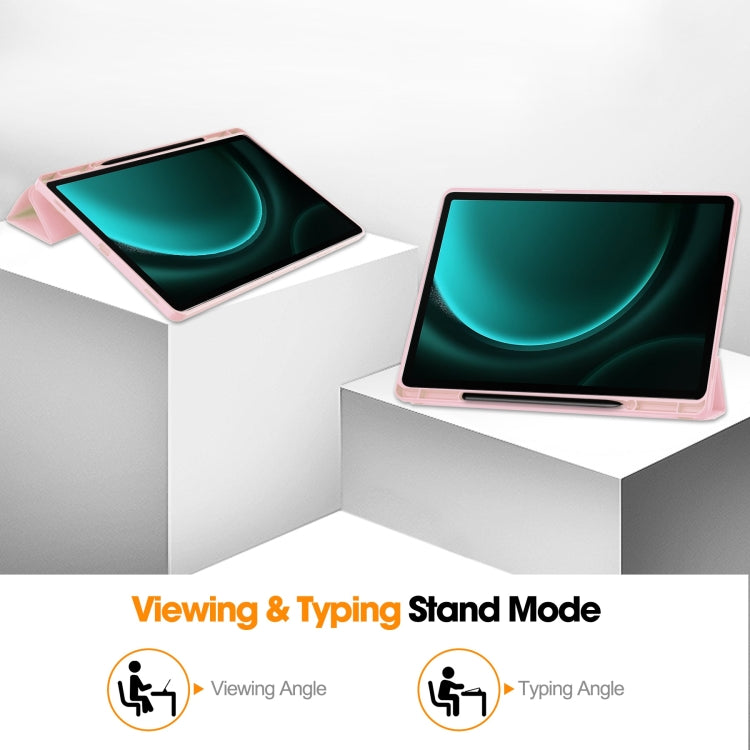 For Samsung Galaxy Tab S9 FE+ / S10+ 3-Fold Pure Color TPU Smart Leather Tablet Case with Pen Slot(Pink) - Galaxy Tab S9 FE+ by buy2fix | Online Shopping UK | buy2fix