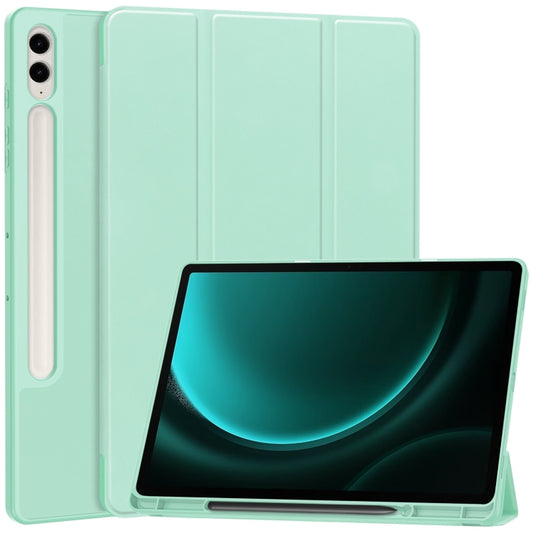 For Samsung Galaxy Tab S9 FE+ / S10+ 3-Fold Pure Color TPU Smart Leather Tablet Case with Pen Slot(Mint Green) - Galaxy Tab S9 FE+ by buy2fix | Online Shopping UK | buy2fix