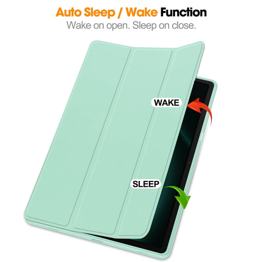 For Samsung Galaxy Tab S9 FE+ / S10+ 3-Fold Pure Color TPU Smart Leather Tablet Case with Pen Slot(Mint Green) - Galaxy Tab S9 FE+ by buy2fix | Online Shopping UK | buy2fix