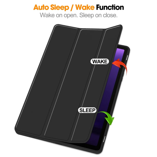 For Samsung Galaxy Tab S9 FE / S10 FE 3-Fold Pure Color TPU Smart Leather Tablet Case with Pen Slot(Black) - Galaxy Tab S9 FE by buy2fix | Online Shopping UK | buy2fix