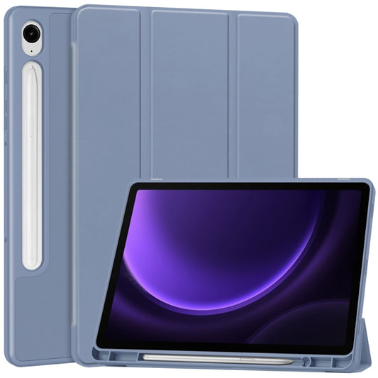 For Samsung Galaxy Tab S9 FE / S10 FE 3-Fold Pure Color TPU Smart Leather Tablet Case with Pen Slot(Lavender) - Galaxy Tab S9 FE by buy2fix | Online Shopping UK | buy2fix