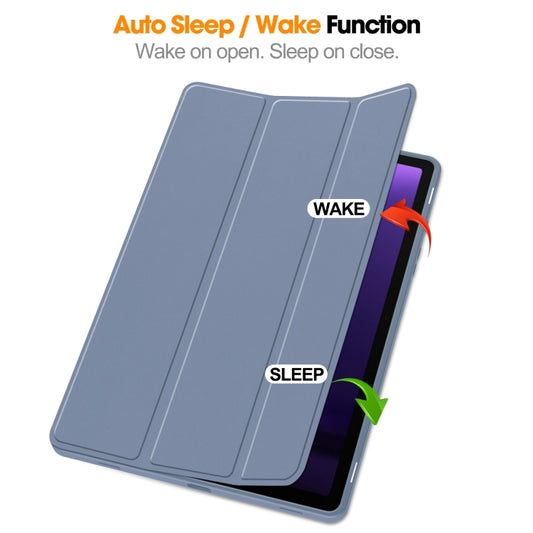 For Samsung Galaxy Tab S9 FE / S10 FE 3-Fold Pure Color TPU Smart Leather Tablet Case with Pen Slot(Lavender) - Galaxy Tab S9 FE by buy2fix | Online Shopping UK | buy2fix