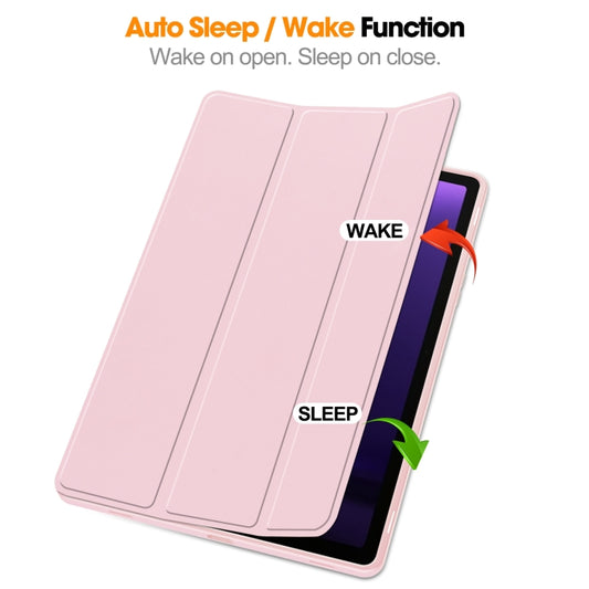 For Samsung Galaxy Tab S9 FE / S10 FE 3-Fold Pure Color TPU Smart Leather Tablet Case with Pen Slot(Pink) - Galaxy Tab S9 FE by buy2fix | Online Shopping UK | buy2fix