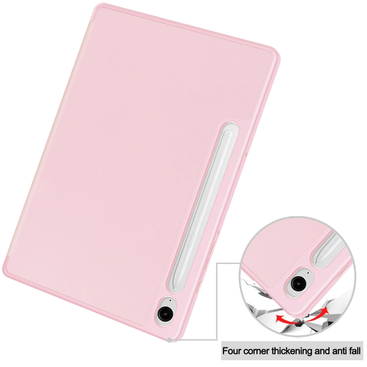 For Samsung Galaxy Tab S9 FE / S10 FE 3-Fold Pure Color TPU Smart Leather Tablet Case with Pen Slot(Pink) - Galaxy Tab S9 FE by buy2fix | Online Shopping UK | buy2fix