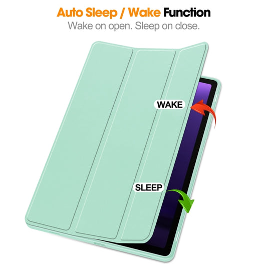 For Samsung Galaxy Tab S9 FE / S10 FE 3-Fold Pure Color TPU Smart Leather Tablet Case with Pen Slot(Mint Green) - Galaxy Tab S9 FE by buy2fix | Online Shopping UK | buy2fix