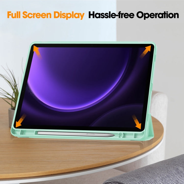 For Samsung Galaxy Tab S9 FE / S10 FE 3-Fold Pure Color TPU Smart Leather Tablet Case with Pen Slot(Mint Green) - Galaxy Tab S9 FE by buy2fix | Online Shopping UK | buy2fix