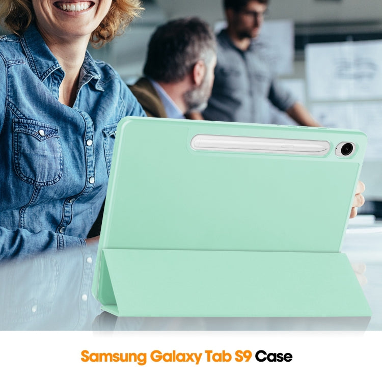 For Samsung Galaxy Tab S9 FE / S10 FE 3-Fold Pure Color TPU Smart Leather Tablet Case with Pen Slot(Mint Green) - Galaxy Tab S9 FE by buy2fix | Online Shopping UK | buy2fix