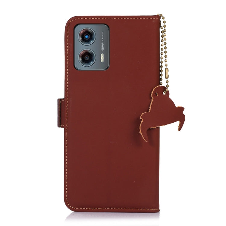 For Motorola Moto G 5G 2023 Genuine Leather Magnetic RFID Leather Phone Case(Coffee) - Motorola Cases by buy2fix | Online Shopping UK | buy2fix