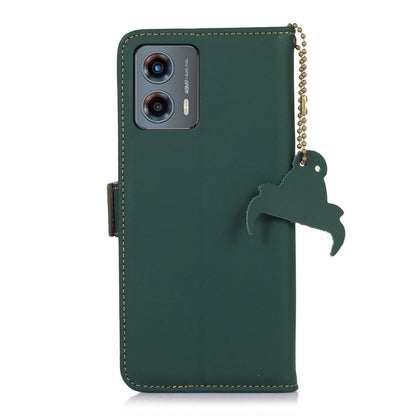 For Motorola Moto G 5G 2023 Genuine Leather Magnetic RFID Leather Phone Case(Green) - Motorola Cases by buy2fix | Online Shopping UK | buy2fix