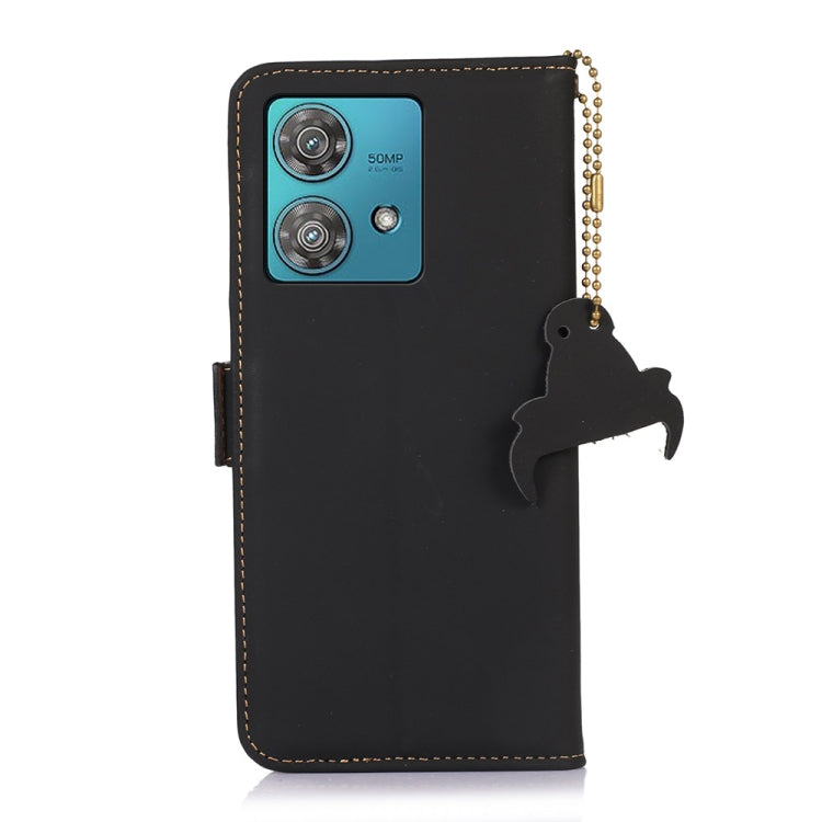 For Motorola Edge 40 Neo Genuine Leather Magnetic RFID Leather Phone Case(Black) - Motorola Cases by buy2fix | Online Shopping UK | buy2fix