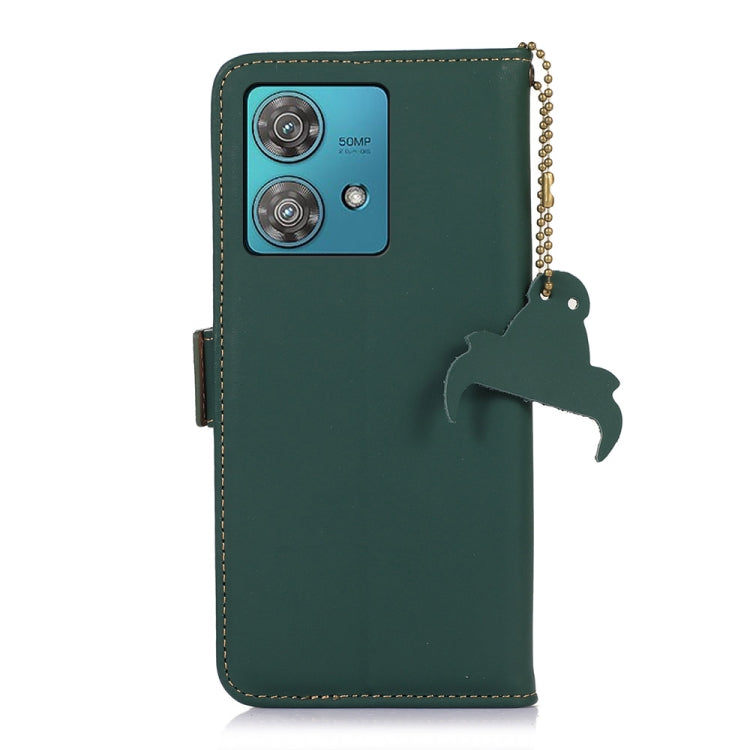 For Motorola Edge 40 Neo Genuine Leather Magnetic RFID Leather Phone Case(Green) - Motorola Cases by buy2fix | Online Shopping UK | buy2fix