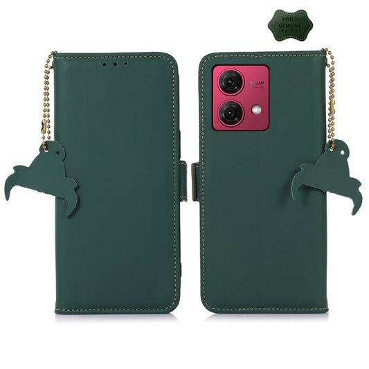 For Motorola Moto G84 5G Genuine Leather Magnetic RFID Leather Phone Case(Green) - Motorola Cases by buy2fix | Online Shopping UK | buy2fix