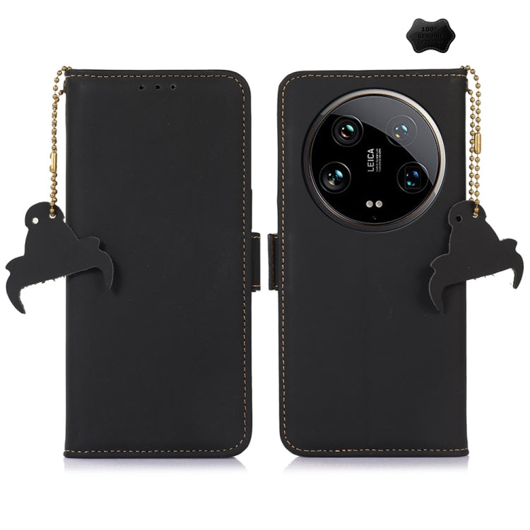 For Motorola Moto G24 / G04 Genuine Leather Magnetic RFID Leather Phone Case(Black) - Motorola Cases by buy2fix | Online Shopping UK | buy2fix
