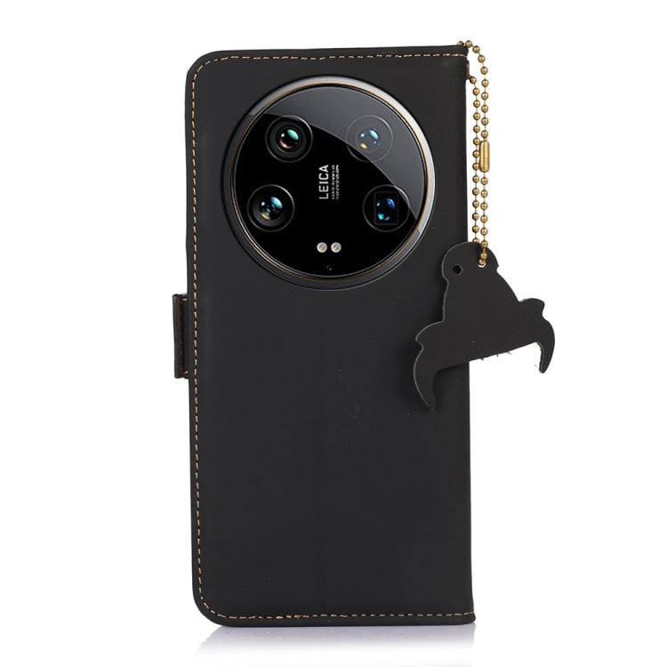 For Motorola Moto G24 / G04 Genuine Leather Magnetic RFID Leather Phone Case(Black) - Motorola Cases by buy2fix | Online Shopping UK | buy2fix
