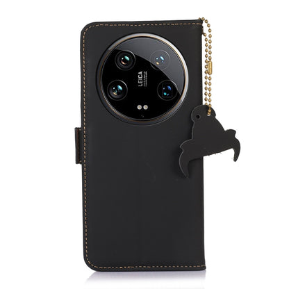 For Motorola Moto G24 / G04 Genuine Leather Magnetic RFID Leather Phone Case(Black) - Motorola Cases by buy2fix | Online Shopping UK | buy2fix