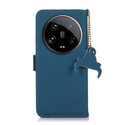 For Motorola Moto G24 / G04 Genuine Leather Magnetic RFID Leather Phone Case(Blue) - Motorola Cases by buy2fix | Online Shopping UK | buy2fix