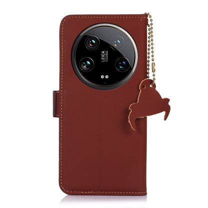 For Motorola Moto G24 / G04 Genuine Leather Magnetic RFID Leather Phone Case(Coffee) - Motorola Cases by buy2fix | Online Shopping UK | buy2fix