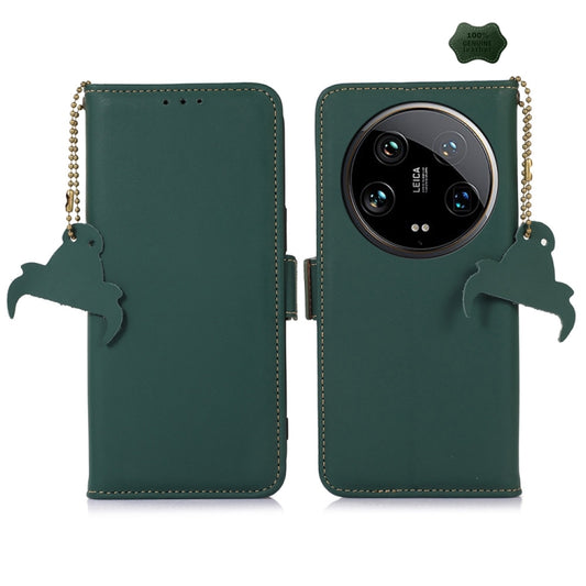 For Motorola Moto G24 / G04 Genuine Leather Magnetic RFID Leather Phone Case(Green) - Motorola Cases by buy2fix | Online Shopping UK | buy2fix
